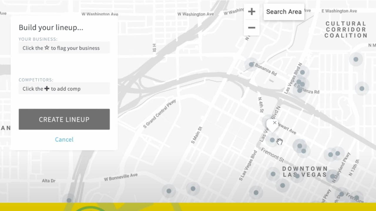 Lineups: building a lineup of competitors on a map of downtown Las Vegas